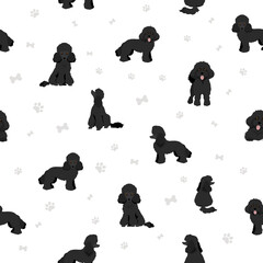 Toy poodle seamless pattern.