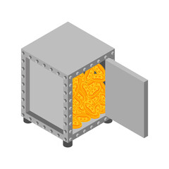 Safe for bitcoin. Cryptocurrency protection. vector illustration