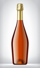 Glass Bottle on background with Gold Foil. 