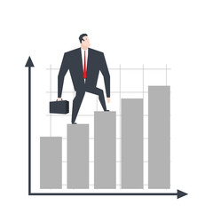 Businessman and growth graph. vector illustration