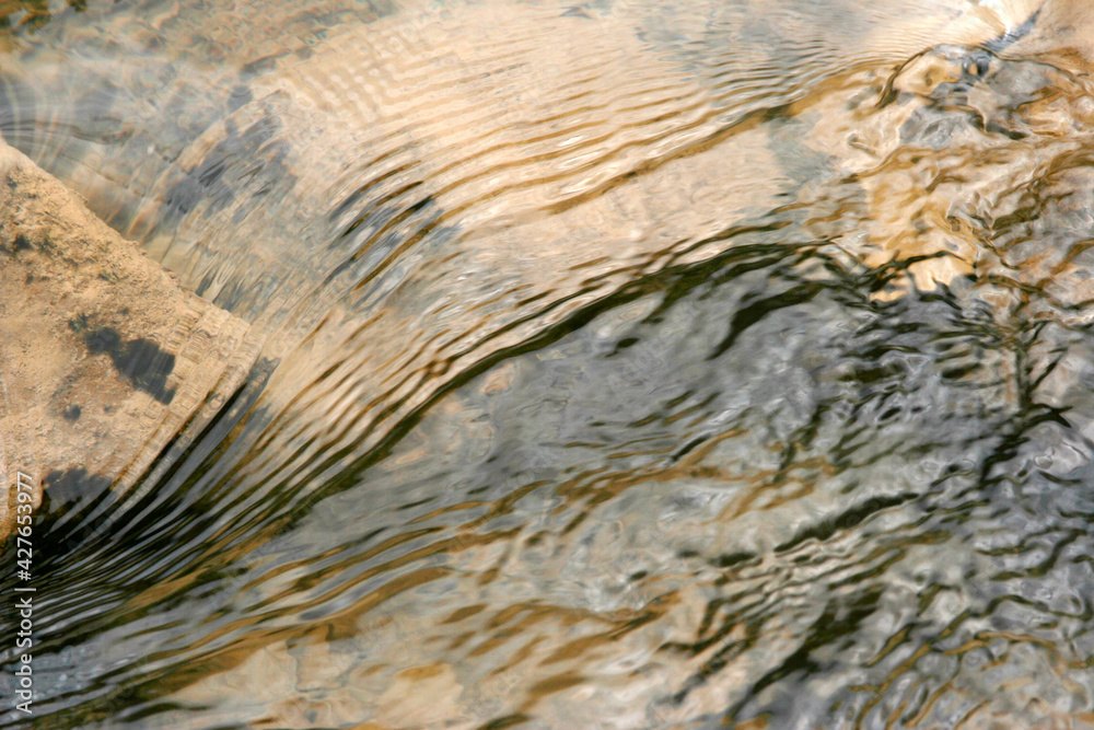 Poster Fresh mountain waters in the spring. Flowing stream.