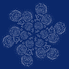 Beautiful white floral patterns, mandala of flowers, beautiful ornament, unusual background