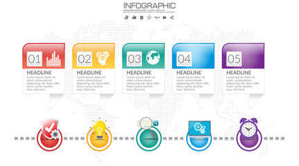 5 Steps timeline infographic in business concept with options, steps or processes.