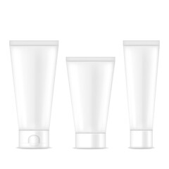 Tube for cream, lotion vector illustration. Realistic container mock up for cosmetics design set