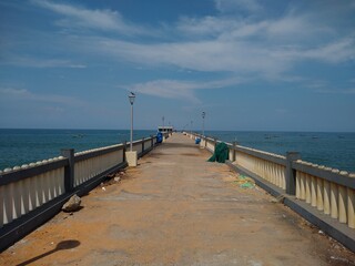 Fototapeta na wymiar Valiyathura sea bridge, seascape view, Thiruvananthapuram Kerala
