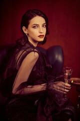 Fototapeta na wymiar elegant lady with champagne