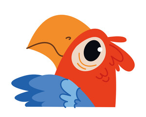 Cute baby red parrot macaw. Wild African bird avatar. Portrait illustration isolated on white. Design for baby print boy and girl, postcard, clothes, banner clipart fun © GreenPencil