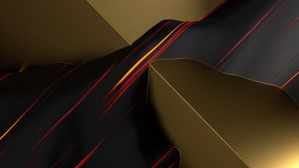 3d rendering of a surface with gold metal cube