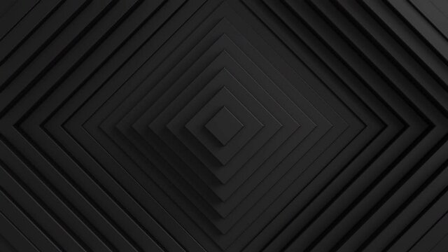 Abstract square with an offset effect. Animation of black pure quadrilateral rings . Abstract background for a business presentation. Seamless loop of 4k 3d rendering