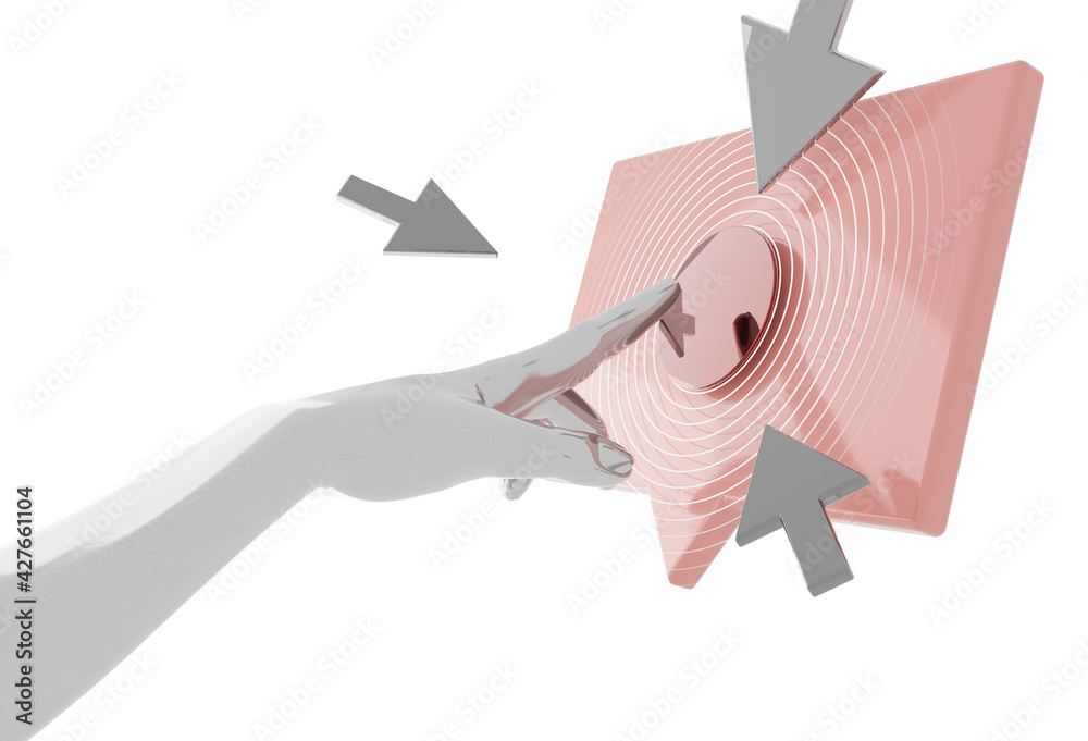 Fototapete touch message button. innovations data systems intuitive thinking and development technologies in au