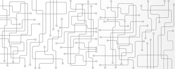 Abstract of white or gray circuit electronic or electrical line connection engineering technology concept, vector background