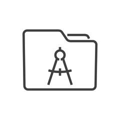 Icono carpeta con compás separador con lineas en color gris