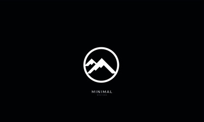 A line art icon logo of a minimal mountain, peak, summit	

