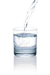 Picture of pouring drinking water into a glass.with Clipping Path.