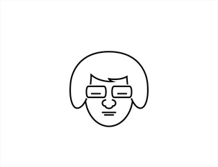 Nerd girl face wear glasses icon and logo flat design