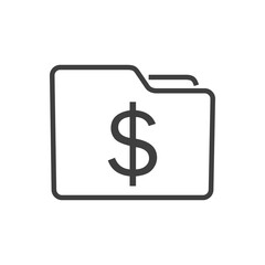 Icpno carpeta con símbolo dólar con lineas en color gris