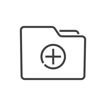 A&ntilde;adir expediente. Icono carpeta con s&iacute;mbolo sumar con lineas en color gris