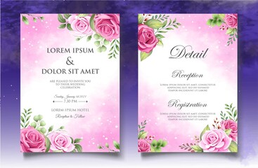 Watercolor Splash Botanical Invitation Card Template
