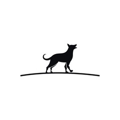 Black and white silhouette vector of a dog isolated on white background