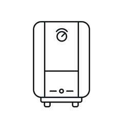 Heating boiler linear icon. Plumbing. Thin line customizable illustration. Contour symbol. Vector isolated outline drawing. Editable stroke