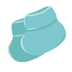 flat blue booties for baby isolated on white background