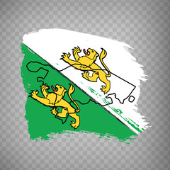 Flag of Canton of Thurgau from brush strokes. Blank map Canton of Thurgau. Switzerland. High quality map and flag for your web site design, app  on transparent background.  EPS10.
