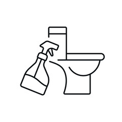Toilet disinfection linear icon. Plumbing. Thin line customizable illustration. Contour symbol. Vector isolated outline drawing. Editable stroke