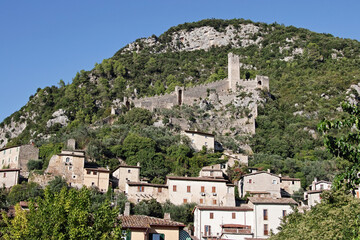 glimpse of  Ferentillo, Precetto, and the ruins of its fortress