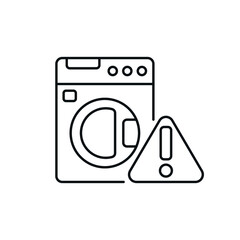 Broken washing machine linear icon. Plumbing. Thin line customizable illustration. Contour symbol. Vector isolated outline drawing. Editable stroke