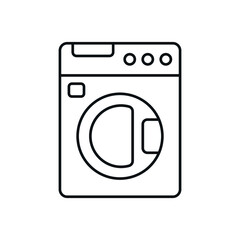 Washing machine linear icon. Plumbing. Thin line customizable illustration. Contour symbol. Vector isolated outline drawing. Editable stroke