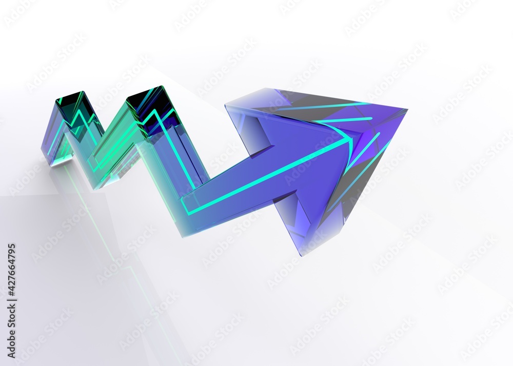 Fototapete arrows technology glass for banner statistics and business system. modern concept of future from com