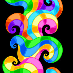 Seamless pattern with abstract colored swirls. Colorful shiny curls.