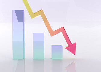 Arrows technology glass for banner statistics and business system. Modern concept of future from commerce technology. Analysis and server operations.Development business. 3D Render Illustration.
