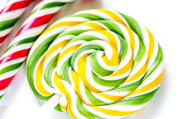 Fototapeta na wymiar sweets and sugar candies on white background pattern