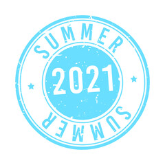 Summer 2021 Stamp Vintage. Vacations Seal Grunge Icon. Season Symbol Retro Style Vector.