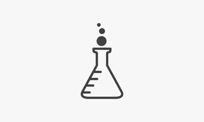line icon beaker with molecule dot. vector illustration.