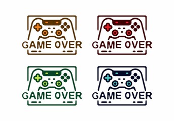 Game over joystick colorful flat illustration