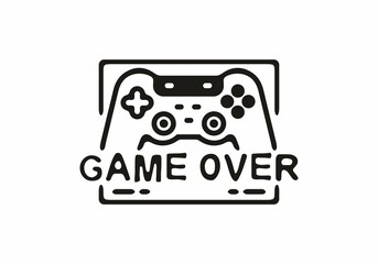 Game over line art illustration with joystick