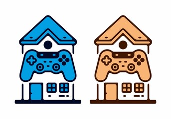 House and joystick flat illustration full color