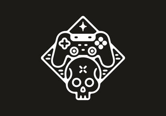 White and black color of skeleton head gaming illustration