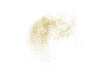 Fototapeta na wymiar Gold Glitter Texture Isolated On White. Amber Particles Color. Celebratory Background. Golden Explosion Of Confetti. Vector Illustration, Eps 10.