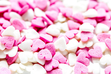 Closeup of candy on abstract texture background pattern