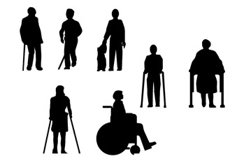 The drawing shows sick people and disabled people in a chair.