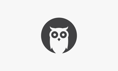 negative space owl circle icon logo design vector.