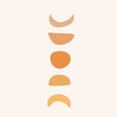 Abstract contemporary aesthetic background with geometric balance shapes. Earth tones, terracotta colors. Boho wall decor. Mid century modern minimalist art print. Organic shape. Dots texture