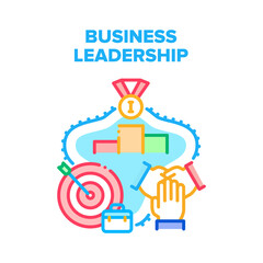 Business Leadership Team Vector Icon Concept. Business Leadership Team Cooperation And Achievement, Win Competitive Company Game And Teamwork. Colleagues Working Color Illustration