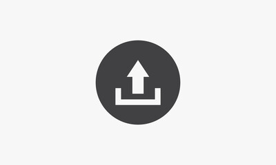 circle upload icon button. isolated on white background.