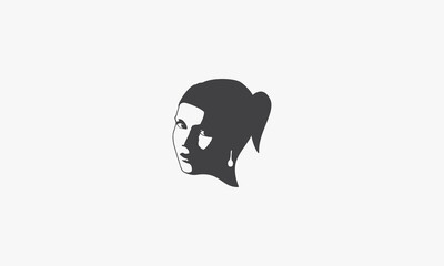 woman head icon. isolated on white background. vector illustration.
