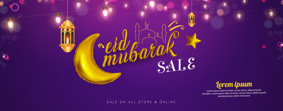 Eid Mubarak Greetings, Eid Sale Vector Banner Design 