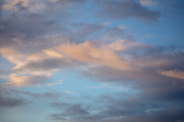 Rain clouds in the sky at sunset